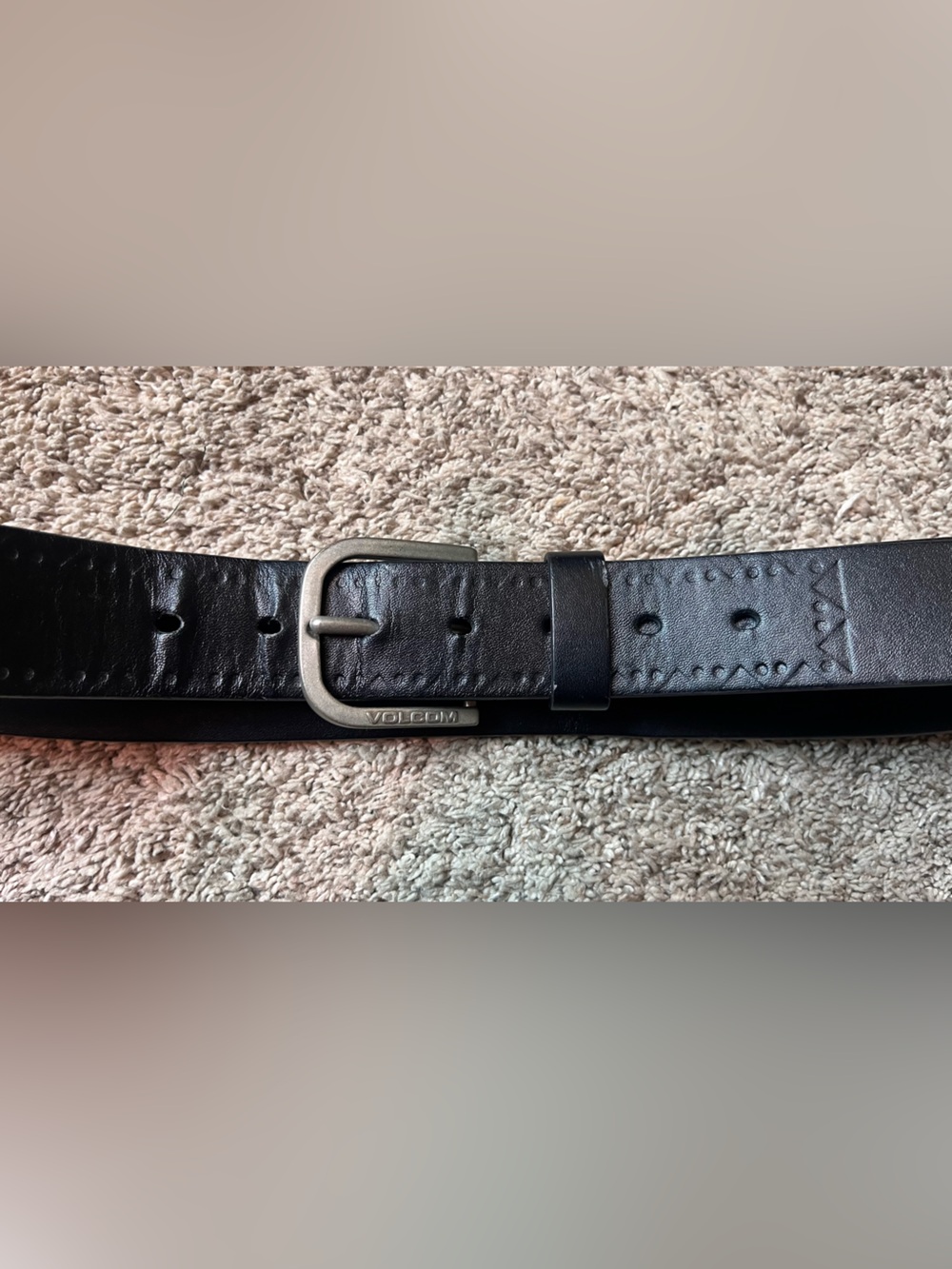 Volcom Black Skater Leather Belt with Brushed Metal Buckle